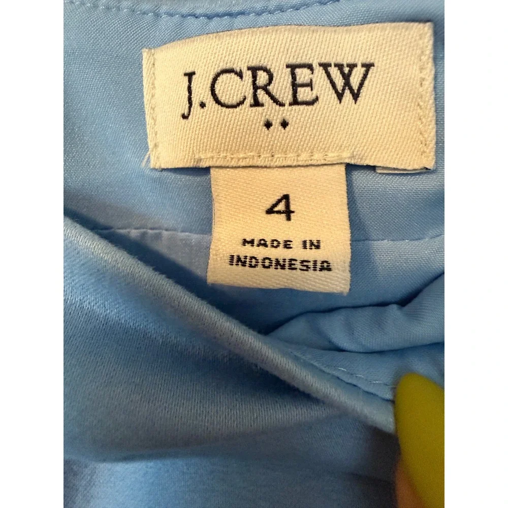 J. Crew Women Scalloped Hem Mini Skirt Dusty Blue Cotton Linen A-Line High Waist